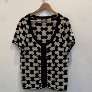Known Supply Karma Sweater Geo Geometric Black and White Cardigan